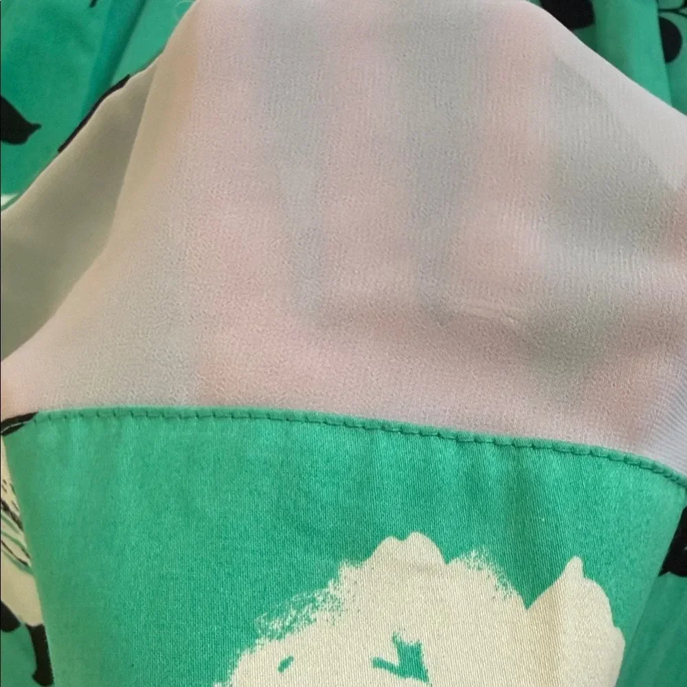 Aqua Floral Green White A-Line Skirt Women's Size Medium Bloomingdale’s MIDI